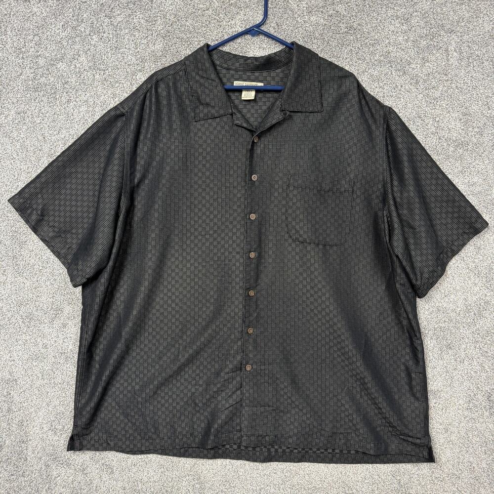 Island Passport Shirt Mens 2XLT Black Geometric Rayon Button Up Big Tall Resort